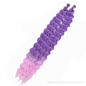 32inches Soft Long Ombre Deep Wavy Crochet Synthetic Braiding Hair Water Wave Kinky Curly Hair Synthetic Hair Extensions